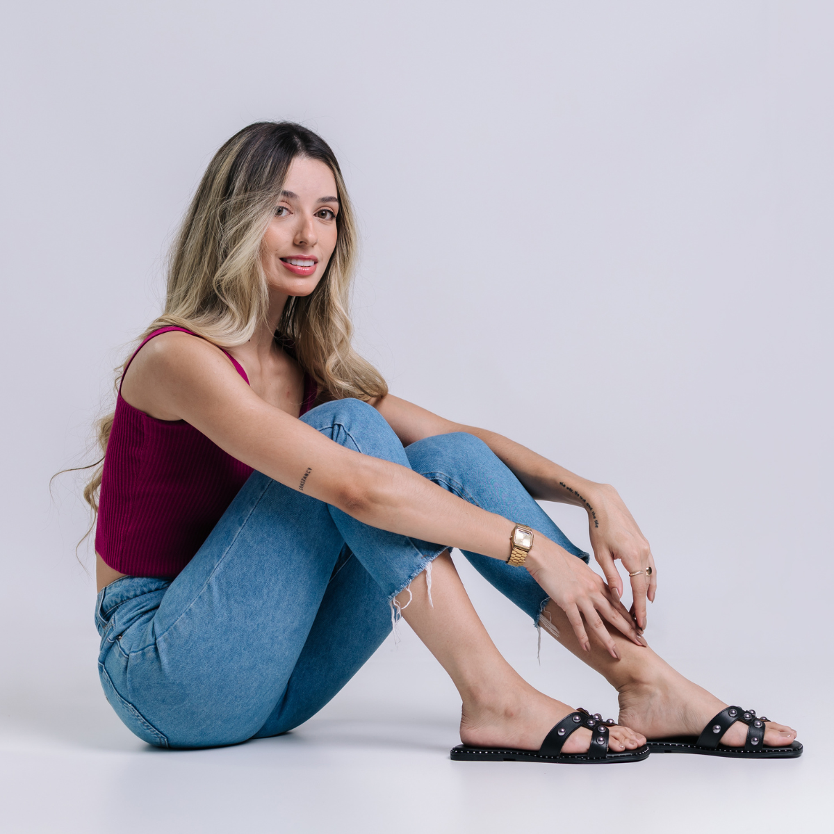 Rasteira Flat Bellinda Tachas Metálicas H