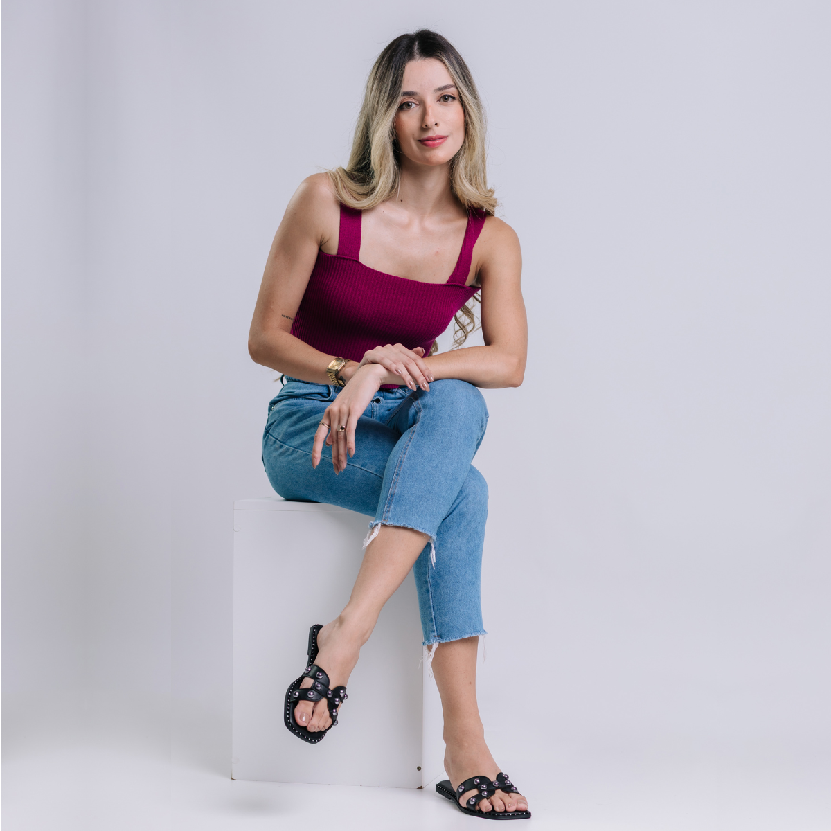 Rasteira Flat Bellinda Tachas Metálicas H