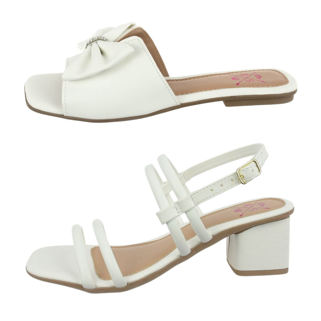 Kit Rasteira Flat + Sandália Salto Bloco