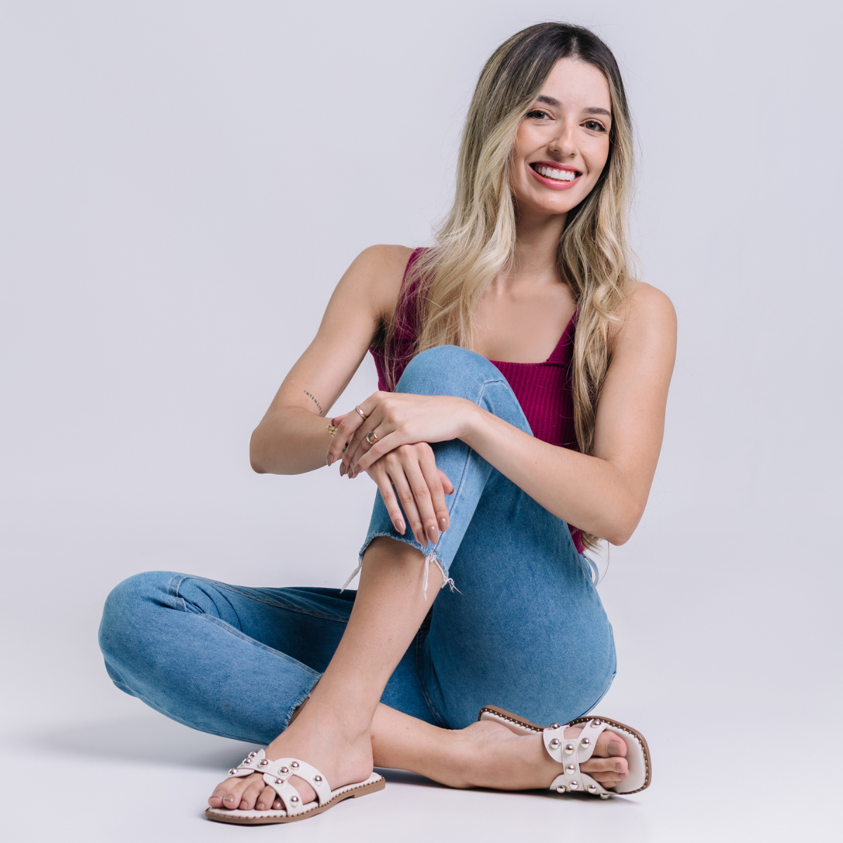 Rasteira Flat Bellinda Tachas Metálicas H