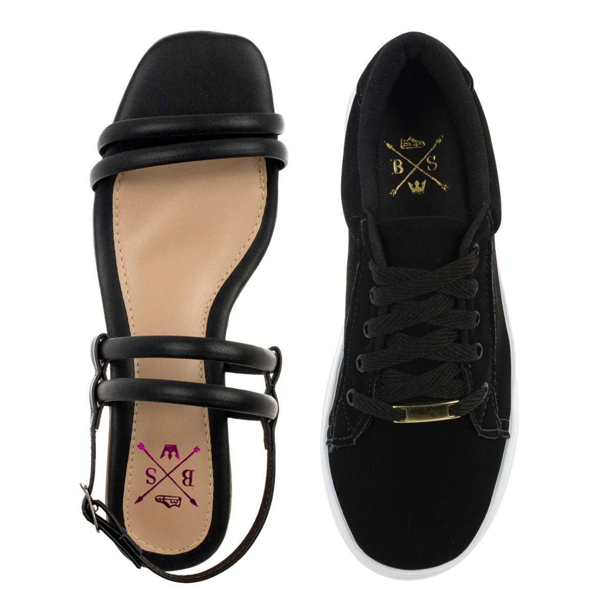 Kit Sandália Salto Bloco + Tênis Casual Feminino Bellinda Shoes