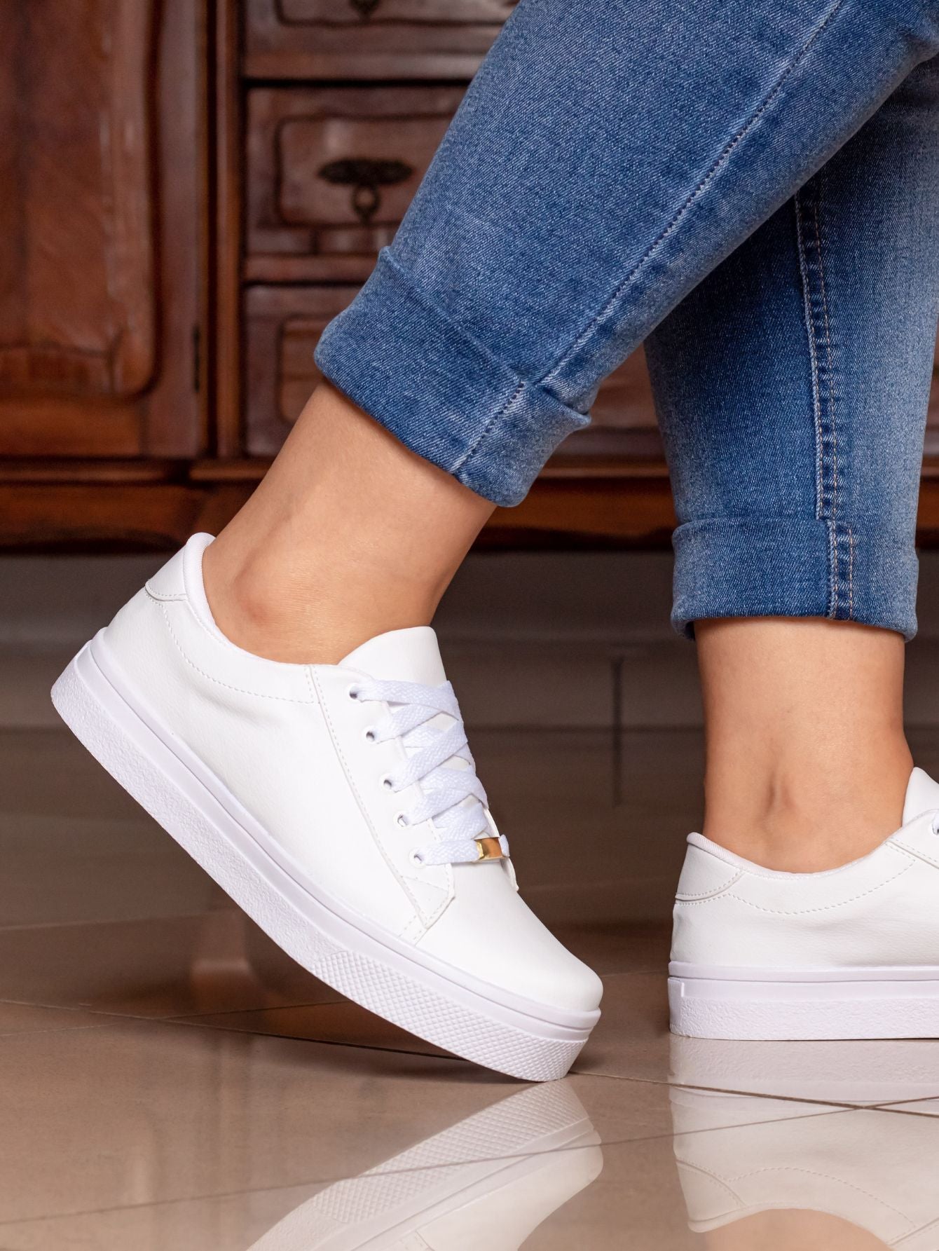 Kit Sandália Salto Bloco + Tênis Casual Feminino Bellinda Shoes