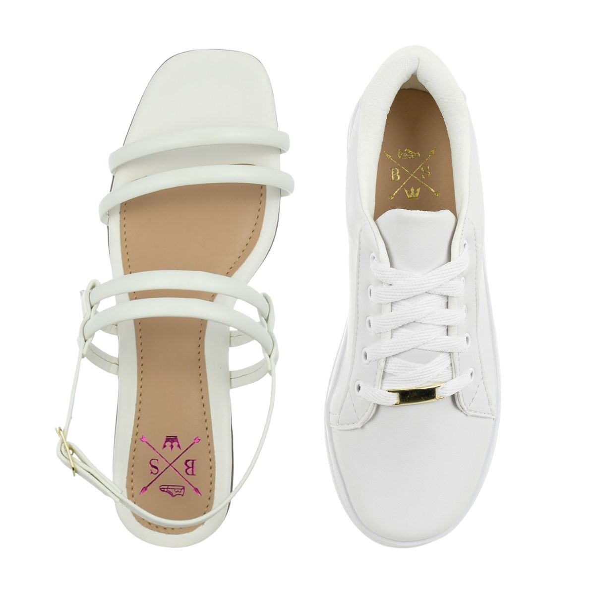 Kit Sandália Salto Bloco + Tênis Casual Feminino Bellinda Shoes