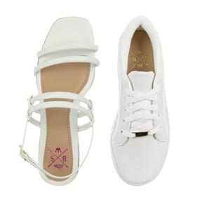 Kit Sandália Salto Bloco + Tênis Casual Feminino Bellinda Shoes