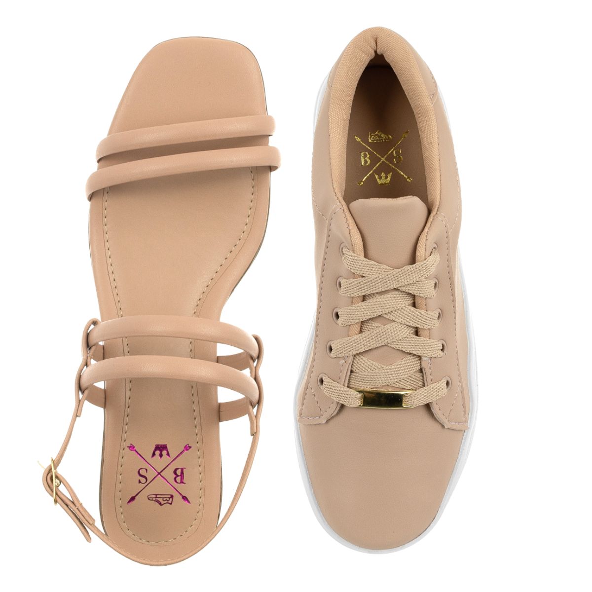 Kit Sandália Salto Bloco + Tênis Casual Feminino Bellinda Shoes